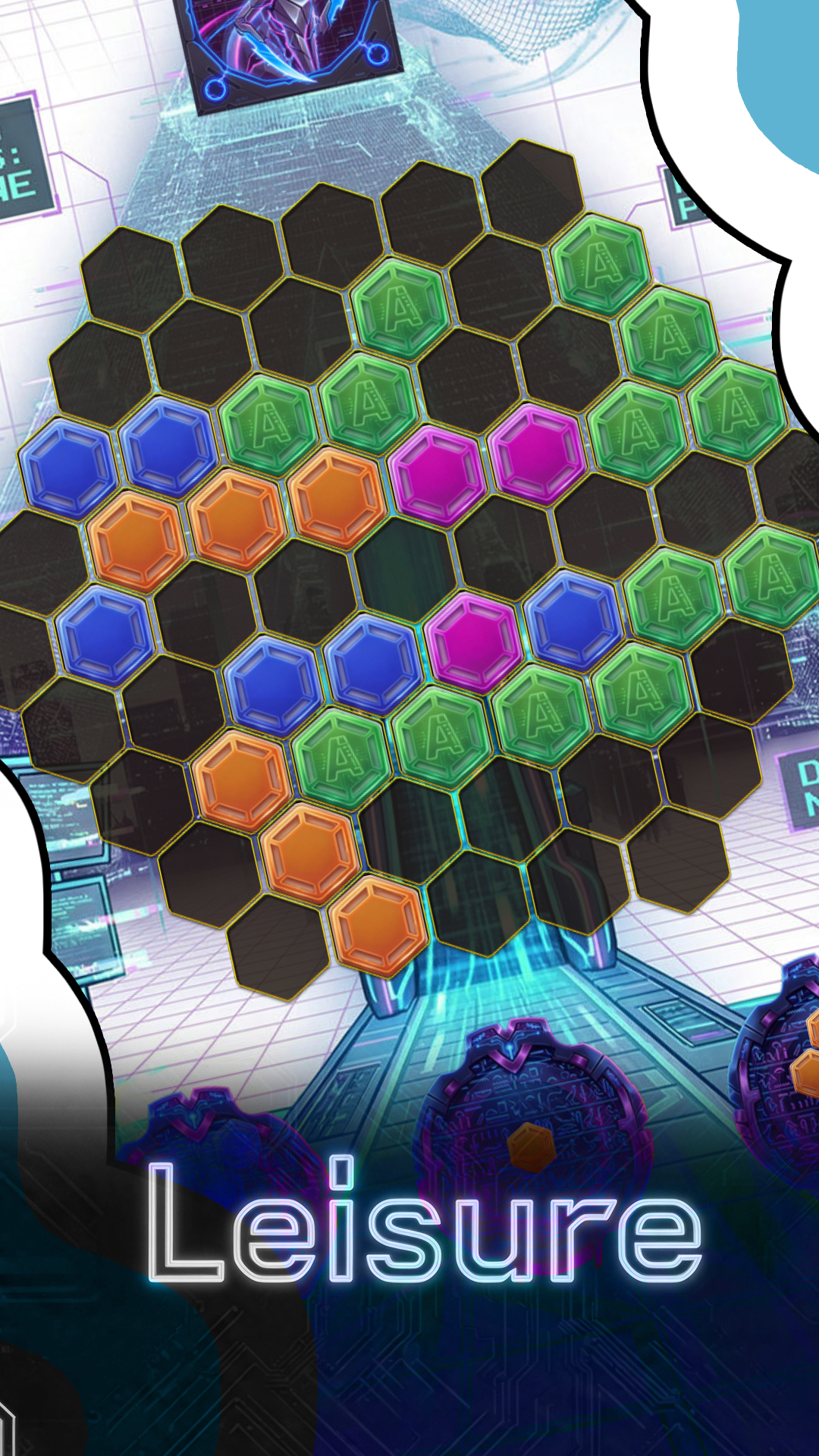 Hexagonal puzzle grid gameplay